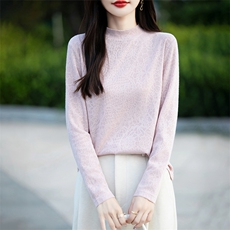 时尚百搭女士羊毛针织衫经典休闲显瘦长袖上衣，女装针织衫/毛衣，绒宛羊绒
