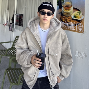 秋冬季座山雕外套男加厚毛领棉服潮流工装棉衣棉袄图片