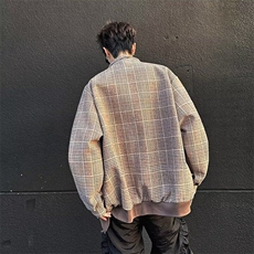 高质量夹克男士韩版潮流帅百搭格子宽松2025春季ins外套W6349-P72，男装夹克，星座412-2