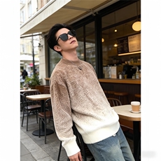 新款秋冬季渐变色慵懒风宽松休闲加厚毛衣套头圆领针织衫男，男装针织衫/毛衣，星座1210-1