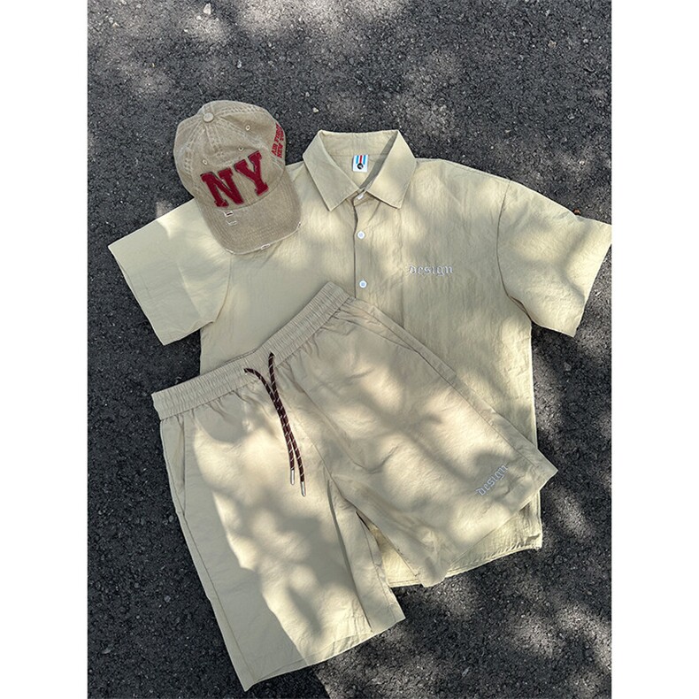 夏季新款速干短袖刺绣衬衫潮流港风宽松百搭男半袖CS285-P35,男装T恤,星座301C-5