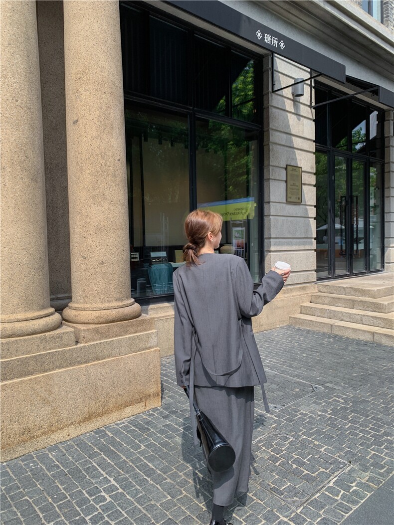灰色高级感西装吊带裙套装2026新款女春连衣裙轻熟两件套,女装套装/套裙,2C269