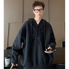 重磅秋冬装北极绒开衫毛衣美式复古休闲慵懒风针织衫加厚连帽外套，男装针织衫/毛衣，电商A486-1