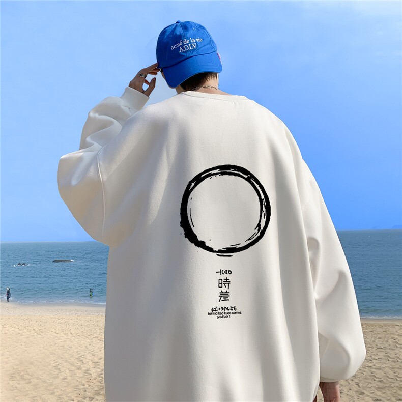 ！直播品质重磅宽松大码港风时差印花圆领卫衣WY17-特p28,男装卫衣,星座508（原C305）