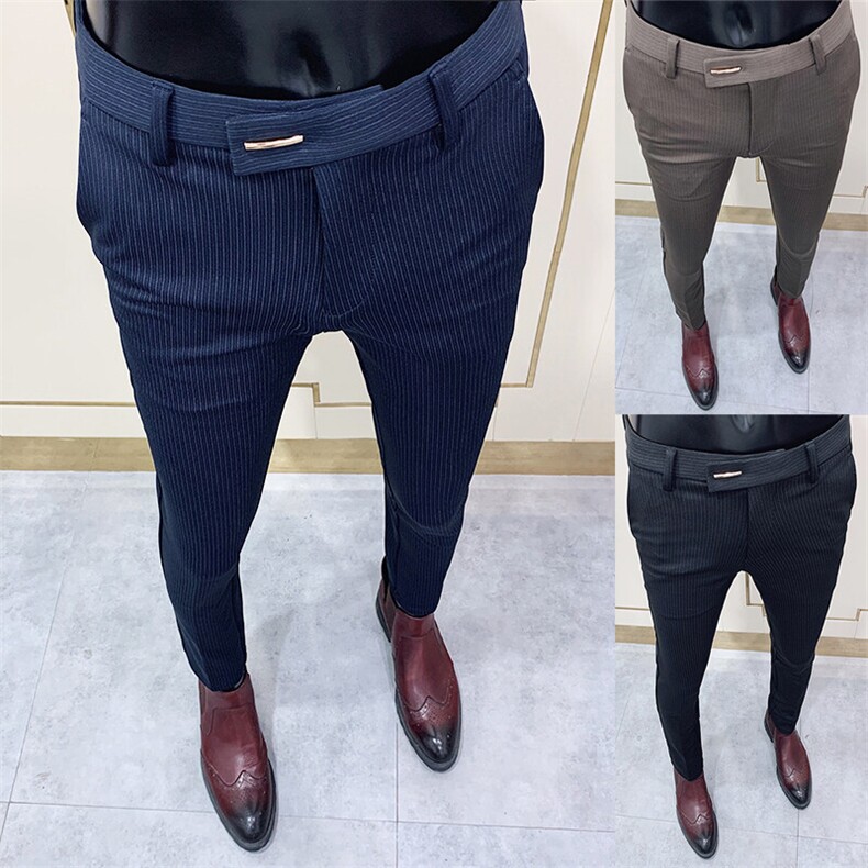 春季西裤男修身直筒高级感商务休闲裤男士裤长裤901九分9019—P55,男装西裤,电商B368