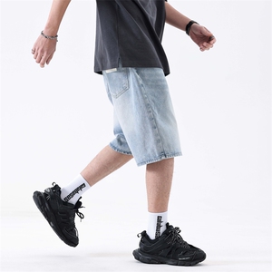 牛仔短裤男夏季新款潮流痞帅学宽松直筒休闲七分裤男潮302#-P47