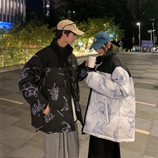 卡通印花小怪兽皮卡丘情侣学生短款轻薄拼色得物羽绒服男，男装羽绒服，星座301D-4(原星座1004-4）