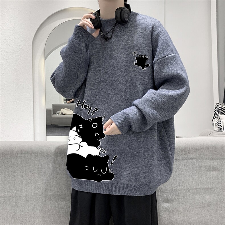 半高领毛衣男大码胖子针织衫毛线衣M18462-P45加绒款-P65,男装针织衫/毛衣,电商A040
