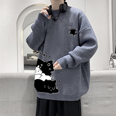半高领毛衣男大码胖子针织衫毛线衣M18462-P45加绒款-P65，男装针织衫/毛衣，电商A040