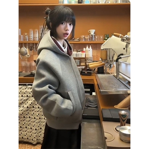 春秋短款连帽卫衣开衫男女2025新款美式潮牌宽松情侣帽衫拉链外套图片