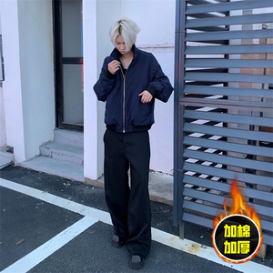 现货秋冬季美拉德立领飞行立领夹克boxy棉衣美式高街加厚加棉外套图片