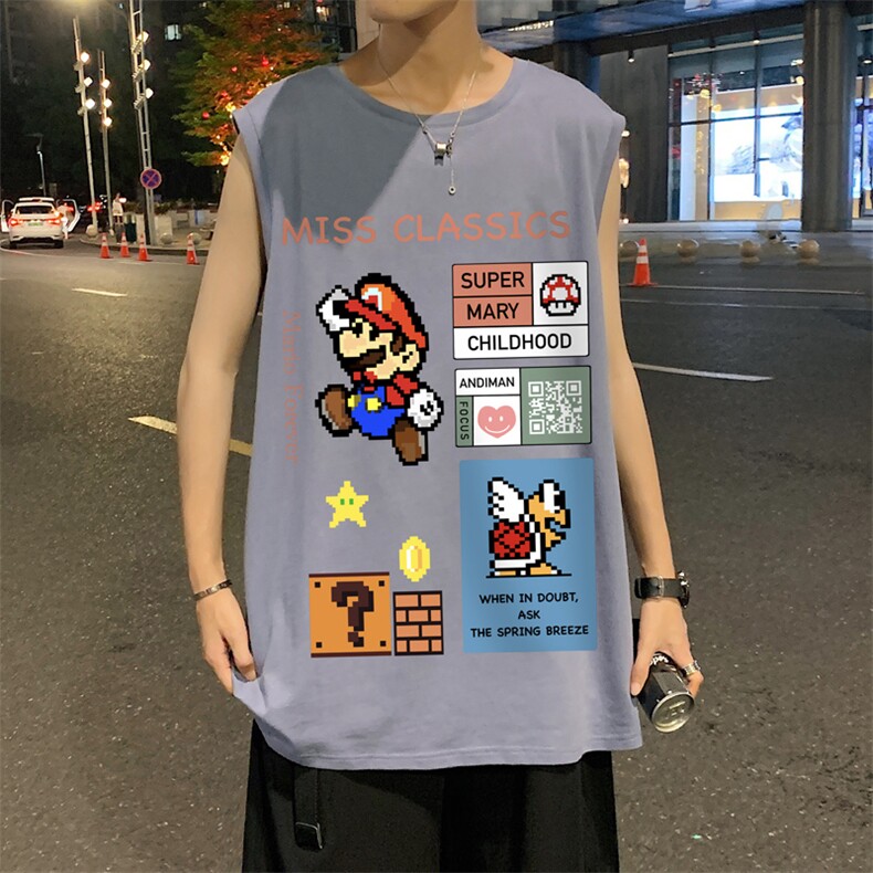 ！港风夏季无袖背心男汗衫男纯棉坎肩短袖T恤男B26-P20,男装背心/马甲,电商B367