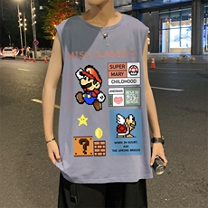 ！港风夏季无袖背心男汗衫男纯棉坎肩短袖T恤男B26-P20，男装背心/马甲，电商B367
