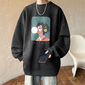 早秋！2025秋冬新款男士印花麂皮绒圆领卫衣百搭长袖WYJP107特P35,早秋新款服装搭配图片