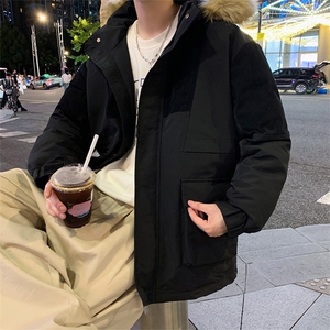 港风2026新品冬季宽松撞色棉服派克服毛领冬装加厚外套D009-P145图片