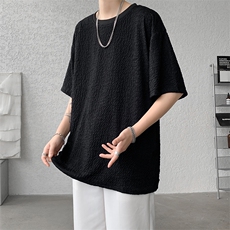 8XL-M特大码短T恤泡泡袖肌理感冰丝短袖衬衫上衣五分袖DX322P25，男装T恤，电商D206-1