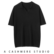 15%山羊绒男士polo短袖68支精纺T恤2025半袖针织衫上衣，男装T恤，晨晟羊绒