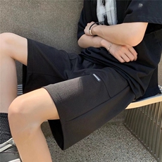 编织粗绳织带运动短裤男夏季装潮胖人宽松休闲五分裤衩，男装牛仔裤，四季星座505