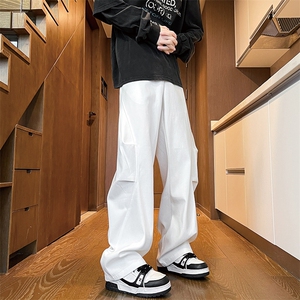 春秋季设计感弯刀裤工装裤子男美式高街西裤阔腿直筒裤KZ009P58图片