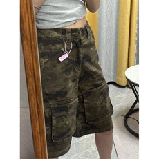 多口袋迷彩七分裤男女夏季新款美式复古宽松工装短裤WLC6199-P53，男装牛仔裤，星座1008
