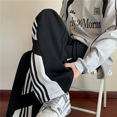 抖音品质美式潮流条纹拼接设计感休闲卫裤B315-K25831-特p40控78，男装休闲裤，电商B315