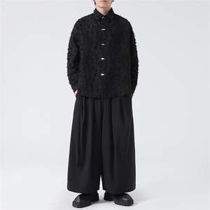 C8601 P75 无影墻 新中式暗黑风风唐装汉服衬衫长袖提花图片