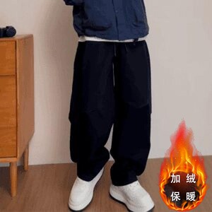 美式潮牌褶皱弯刀工装裤男春秋季复古街头宽松阔腿拖地长裤潮图片