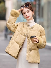 新中式羽绒服女2025冬季新款高级感水貂毛拼接盘扣保暖外套女，女装羽绒服，丽影随形