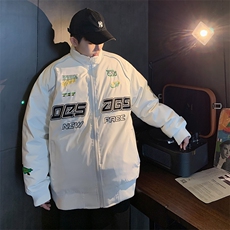 夜光条刺绣机车技能美式棒球服夹克外套潮牌情侣cityboy户羽绒服，男装羽绒服，星座301D-5(原星座1415）