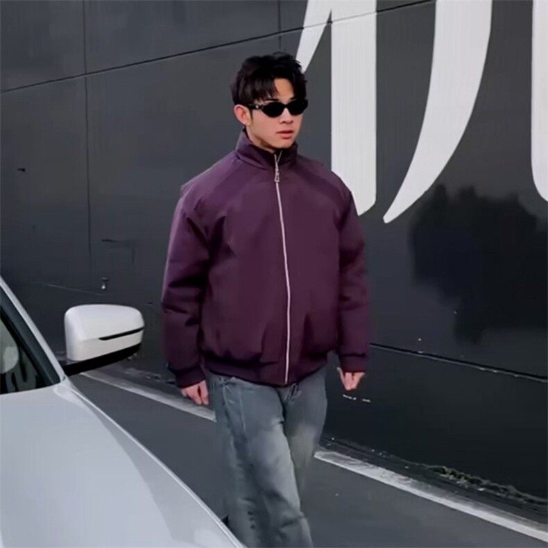 高品质春装新款老钱风美式高街解构立领棒球服飞行夹克潮休闲外套,男装夹克,电商A486