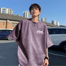 得物抖音直播品质麂皮绒潮流字母印花宽松短袖djp310-特批23控39，男装T恤，星座605(原A050)