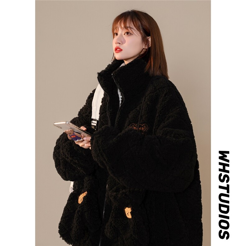 2024冬季羊羔毛加厚外套女刺绣棉服送手套B213-6983-P138控158,女装棉衣/棉服,星座617A-4