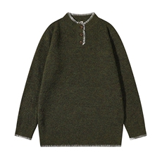 2025年新款复古纯色亨利领毛衣秋季潮牌高级感休闲百搭套头针织衣，男装针织衫/毛衣，星座506A