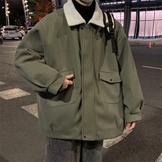 冬季潮流宽松棉服加绒工装夹克上衣羊羔绒棉衣外套男W5927-P75，男装夹克，星座512-2
