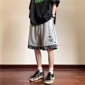 夏季排扣腰果花假两件刺绣短裤宽松 M~5XL XZ604-DK800-P45控58图片
