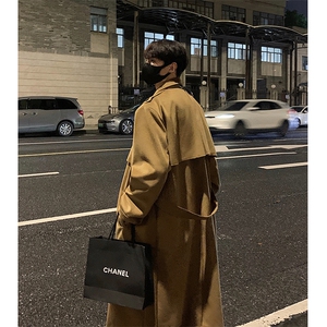 重磅英伦风韩系中长款毛呢大衣男秋冬过膝风衣外套-F9981-P138图片