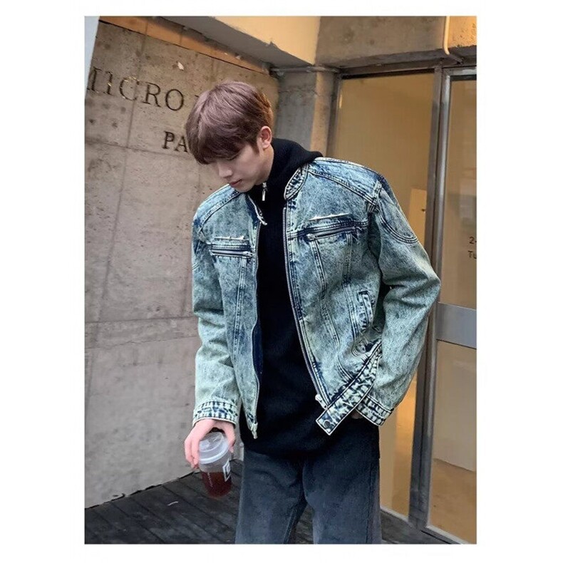 【有货】DJK2305-P68美式垫肩牛仔外套男金属装饰百搭短款夹克,男装夹克,星座603-2
