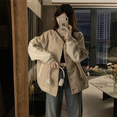 C893-P110潮牌情侣美式小logo拼色嵌条棒球服宽松夹克外套，男装夹克，星座911-2(原星座613-2）