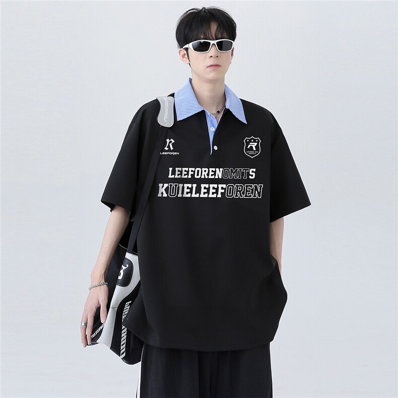 衬衫领cleanfit高级感假两件Polo衫T恤拼接学院风半袖T354-P48图片
