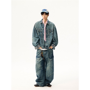 春秋款牛仔外套男韩版春秋季男士翻领夹克复古短款牛仔衣服潮网图图片