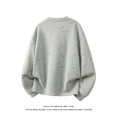 秋季新款纯色长袖上衣男女同款设计感线条宽松卫衣W4684-特价P50，男装卫衣，电商A007