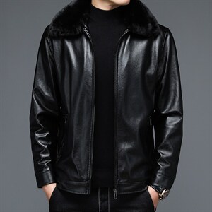 B-N216男士2023年秋季新款长袖加绒翻领PU皮夹克男士外套P72，男装皮衣，电商B360