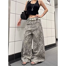 有货。。欧美式辣妹豹纹牛仔裤女宽松休闲直筒裤K6854-P49，男装牛仔裤，星座412-3