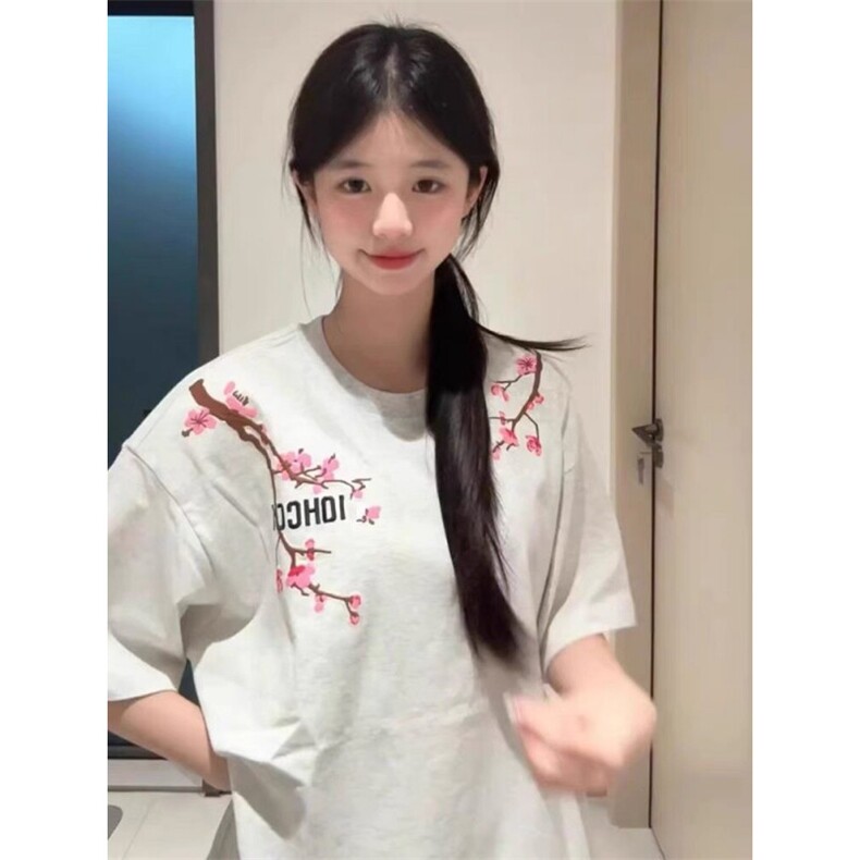 H0543-P35发泡印花夏季韩版宽松情侣短袖t恤图片