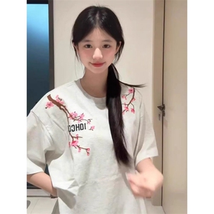 H0543-P35发泡印花夏季韩版宽松情侣短袖t恤图片