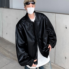 美式复古cleanfit短款皮衣外套男休闲宽松皮夹克，男装夹克，星座716-2