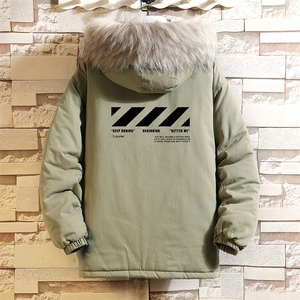 MM48128-P130 冬季大毛领衣男士大码加厚袄男服 砖墙挂拍图片
