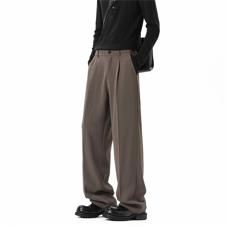 2025秋冬纯色休闲裤男拖地裤百塔小直筒垂感小西裤K3340-特P30，男装休闲裤，电商042