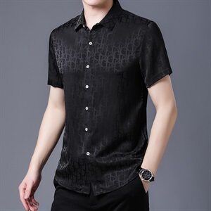 F1301  2021夏季新款短袖衬衫男印花商务男装图片