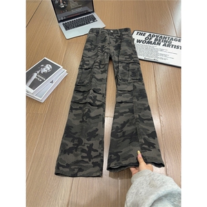 B221 美式ins高街小众宽松直筒工装迷彩牛仔裤 LK25575-特P45控78图片